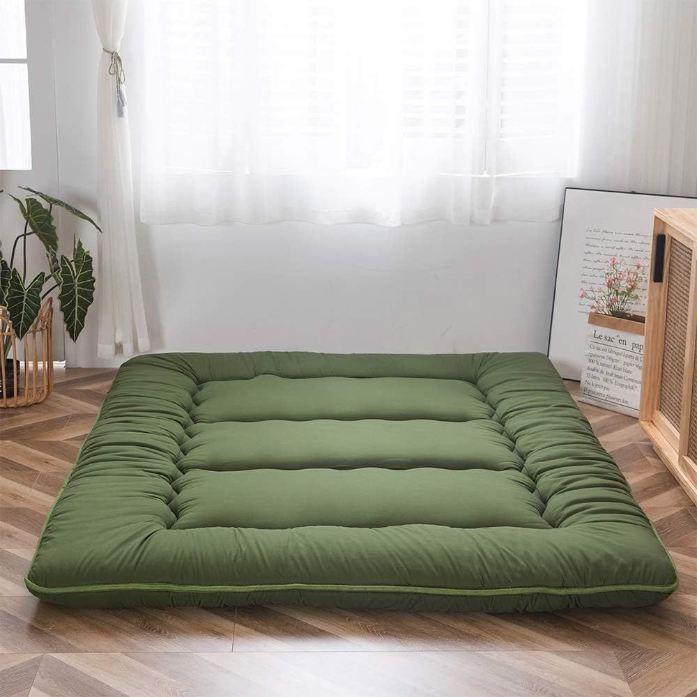 MAXYOYO - Puf plegable para sofá, cama, colchón de piso para adultos, extra grueso, 6 pliegues, sofá para recámara, sala de estar, beige, 135 x 240 cm