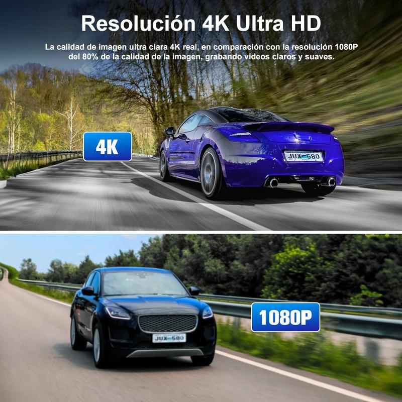 【QPJ】2026 nueva grabadora de conducción 4K Tarjeta de 64GB incorporada súper visión nocturna 170 ° gran angular Grabación en bucle de 24 horas, regalo de vacaciones
