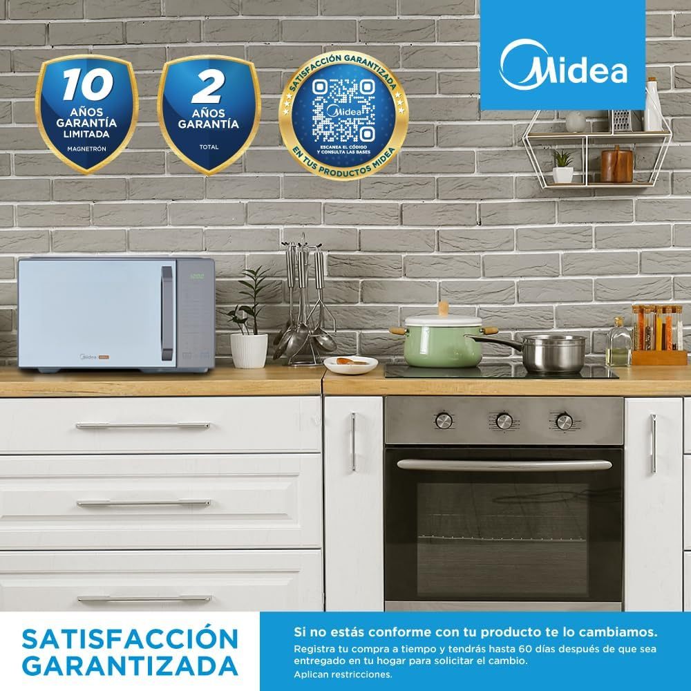 Midea MMDXG11S2MG Horno de Microondas Talent Grill 1.1 Pies Cúbicos (31L) Silver Mirror