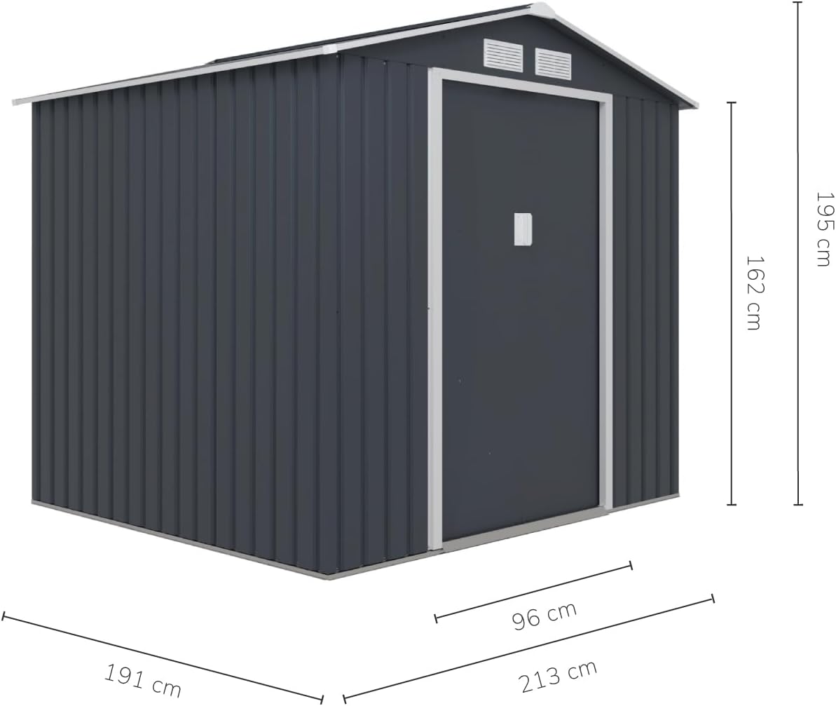 TOPLIVING Cobertizo de Almacenamiento Exterior de Metal, Bodega Exterior para Herramientas, Armario para Jardín Multiusos Metálico 213x191x195 cm Color Gris