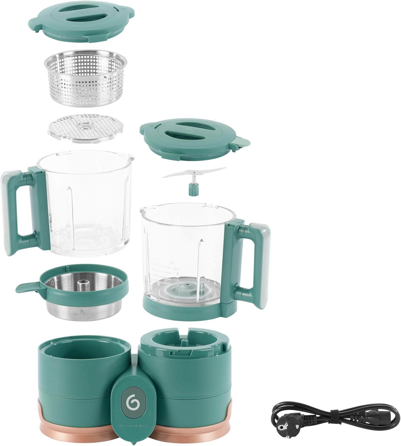 Babymoov Duo Meal 6 en 1: Procesador de Alimentos para Bebés con Vaporizador y Licuadora de Velocidades Múltiples, Calienta y Descongela (Aprobado por Nutricionistas), Gris