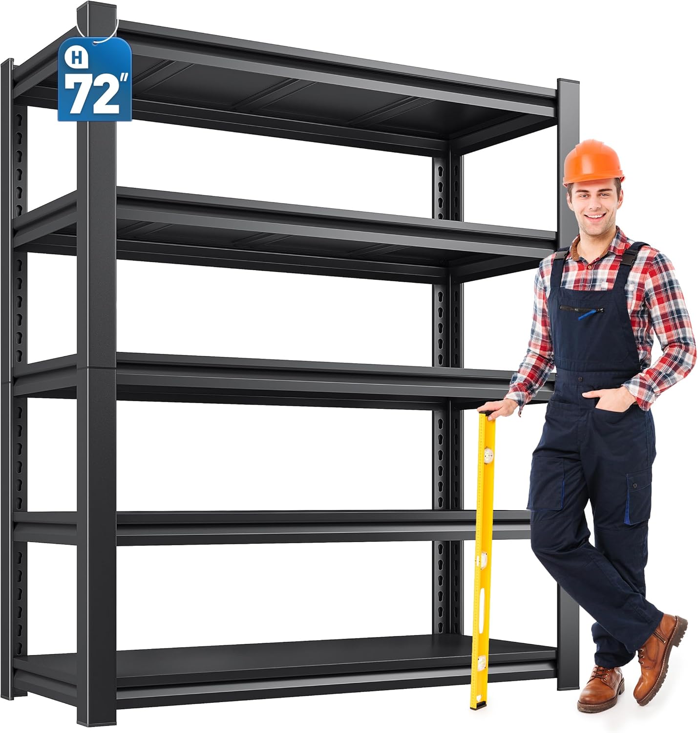 REIBII - Estantería de cochera de 72 pulgadas de alto, estantes de almacenamiento de 5 niveles de 3000 libras, estantería ajustable y almacenamiento para cochera, sótano, comercial, 36 pulgadas de