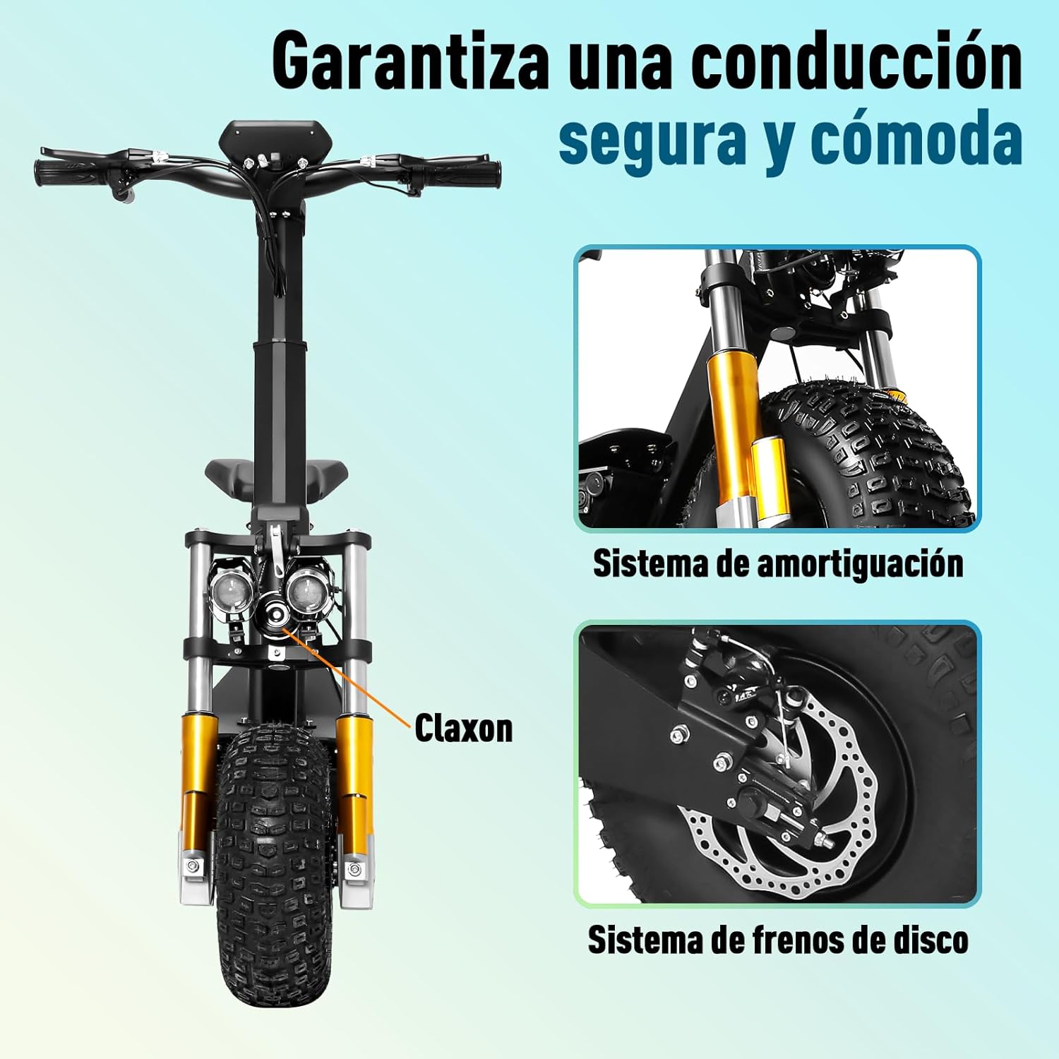 Discovery Moto Scooter Eléctrica para Adultos con Asiento, Patin Electrico Todoterreno con Motor de 3500W, Velocidad máxima 65KM/H, Batería de 20AH