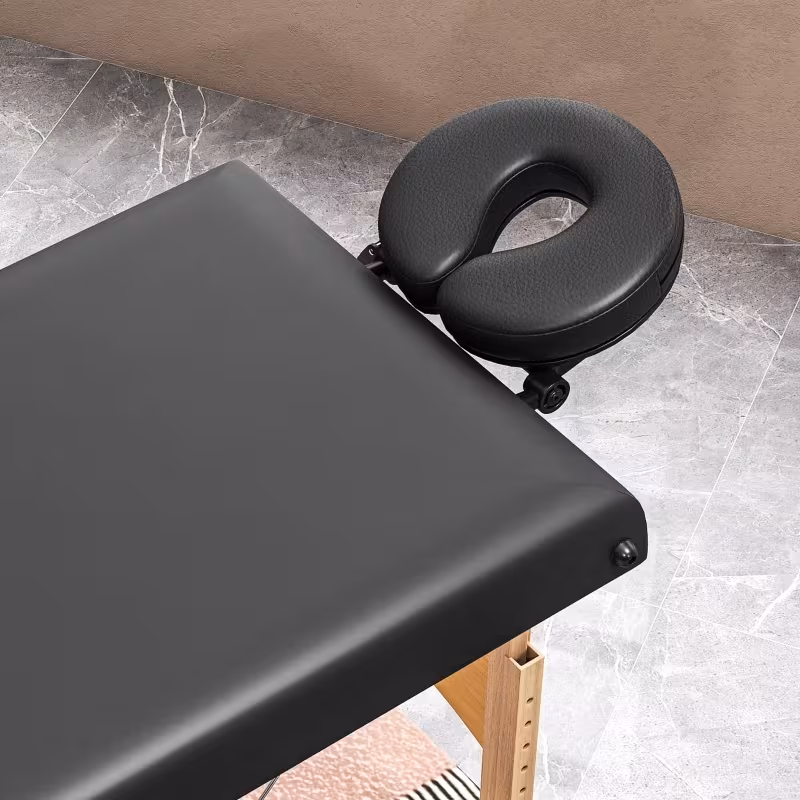 de masaje móvil plegable 2 zonas, altura ajustable, 70 cm ancho con reposacabezas y patas de madera, cama para o relajación cosmética negra, configuración profesional de masaje,mesa de masaje portátil,muebles ahorradores de ,diseño compacto,superficie acolchada, ,mesa ajustable,masajeador de zonas,profesionales del spa Detalles del producto 7