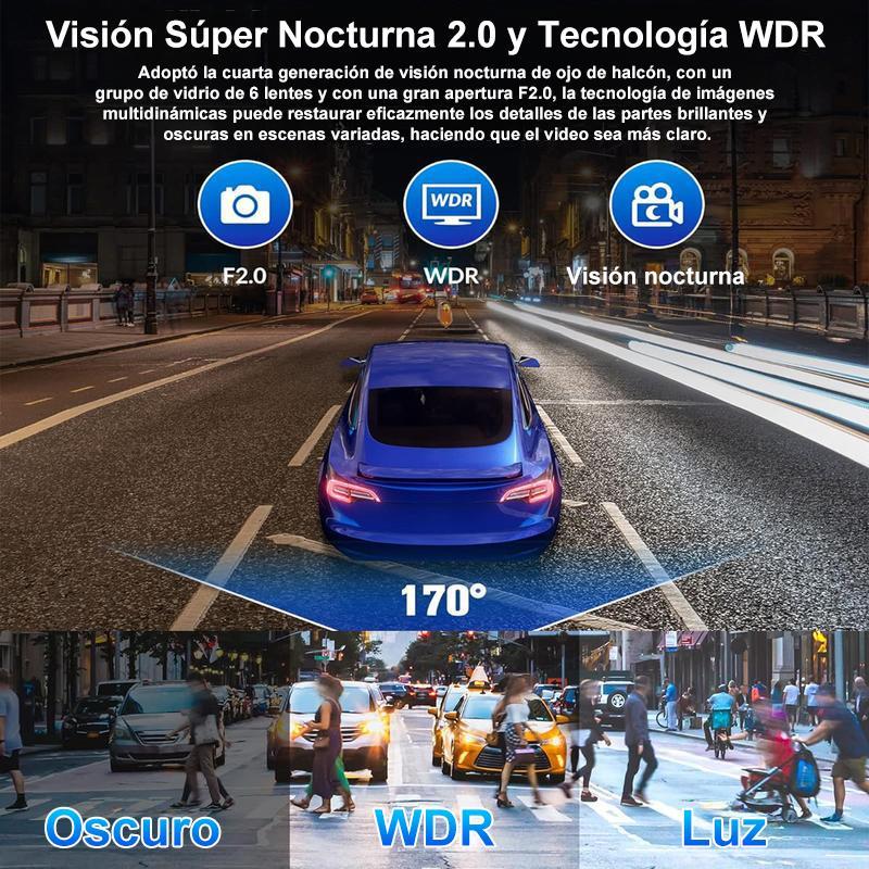 【QPJ】2026 nueva grabadora de conducción 4K Tarjeta de 64GB incorporada súper visión nocturna 170 ° gran angular Grabación en bucle de 24 horas, regalo de vacaciones