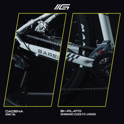 GRAVEL Bicicleta de Montaña Barel | Bicicleta R29 - Cuadro Aluminio 15 kg | Transmisión Cues 18V | Frenos Hidráulicos y Llantas Kenda