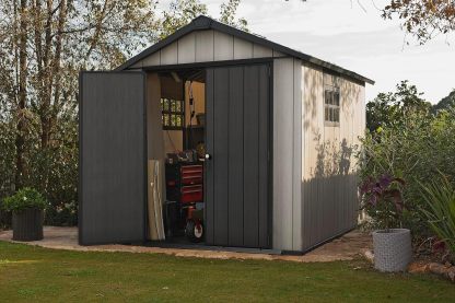 Keter Cobertizo de Almacenamiento, Oakland 759, Ideal para Jardin y Exteriores, Polipropileno, Gris