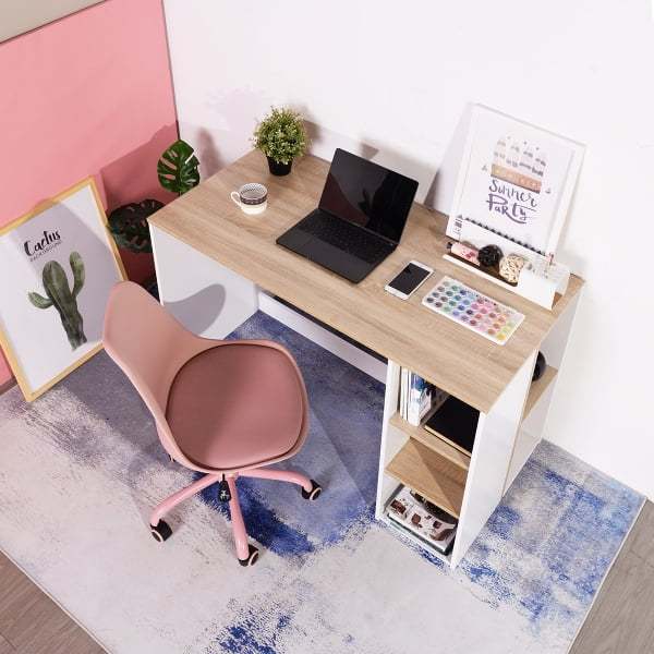 Escritorio de Computadora FurnitureR BRENTON MDF Blanco Haya