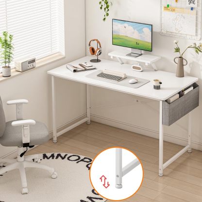 Escritorio Pequeño para Computadora Moderno, Tocador Furniture con Bolsa de Almacenamiento, Viene con Soporte de Escritorio 110 X 50 X 75 CM (Blanco)