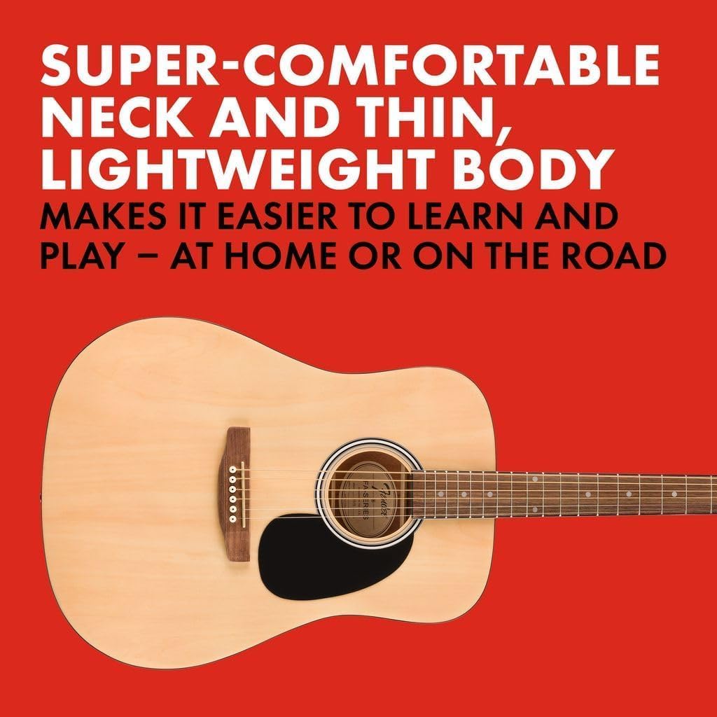 Fender Alternative Series Dreadnought Kit de guitarra acústica para principiantes, con 2 años de garantía, incluye bolsa acolchada para conciertos, soporte para guitarra, correa de guitarra y más