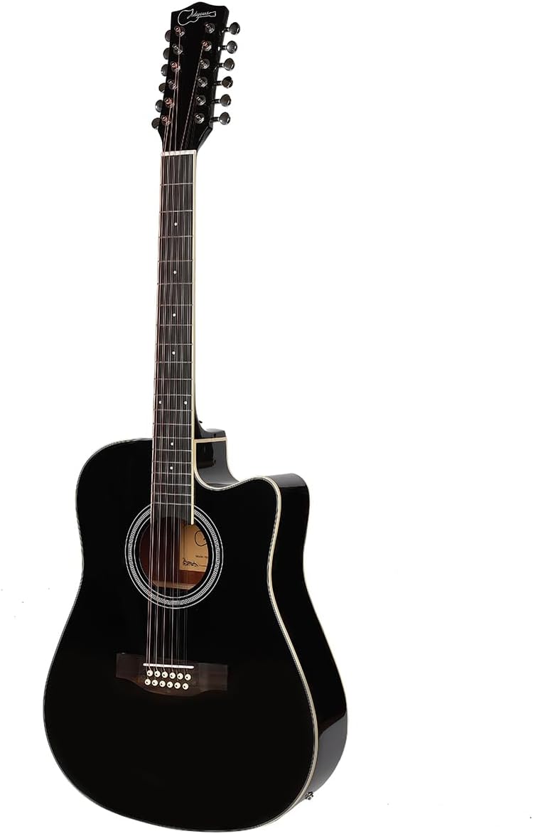 Jidyous-41 Inch,4/4,Guitarra Electroacústica 12 cuerdas,con Funda Acolchada, afinadores, Tirantes de guitarra,cuerdas, paletas, capó, adecuada para adultos jóvenes de nivel medio (Black)