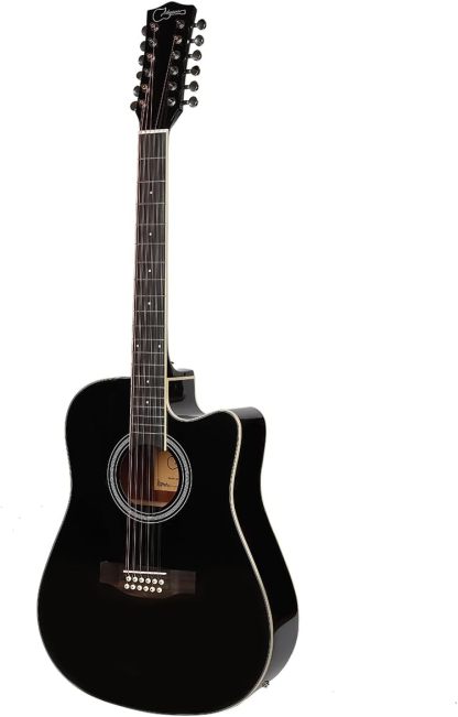 Jidyous-41 Inch,4/4,Guitarra Electroacústica 12 cuerdas,con Funda Acolchada, afinadores, Tirantes de guitarra,cuerdas, paletas, capó, adecuada para adultos jóvenes de nivel medio (Black)
