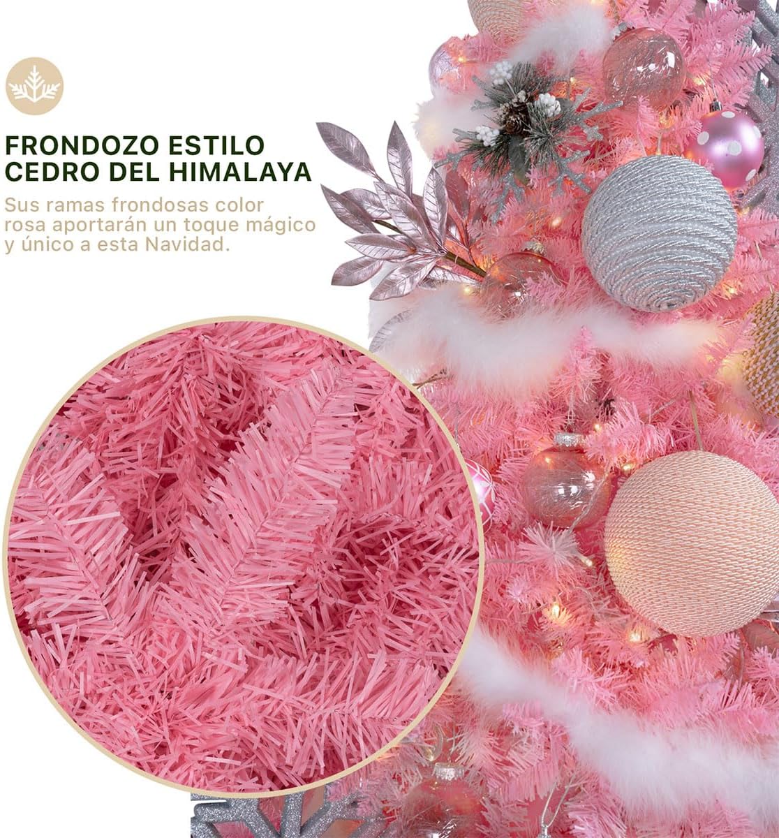 ESQUIMAL Árbol de Navidad Frondoso Pino Navideño Plegable, Cedro del Himalaya (Verde, 2.2 m)