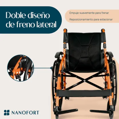 Silla de Ruedas Deportiva Centurfit Ligera Estructura de Aluminio Plegable + Rueditas Color Naranja