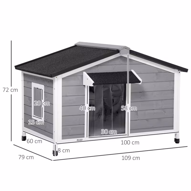 casa para perros de madera  , resistente a  , techo de  ,   extraíble, 109 cm x 79 cm x 72 cm,   +   Detalles del producto 2