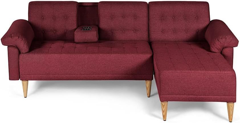 MAKORA Sala Modular Sofa Cama Brunello De 3 Plazas con Portavasos Memory Foam Respaldo Reclinable 3 Posiciones Recto Relax o Cama Perfecto para Departamento o Casa (Gris Claro)
