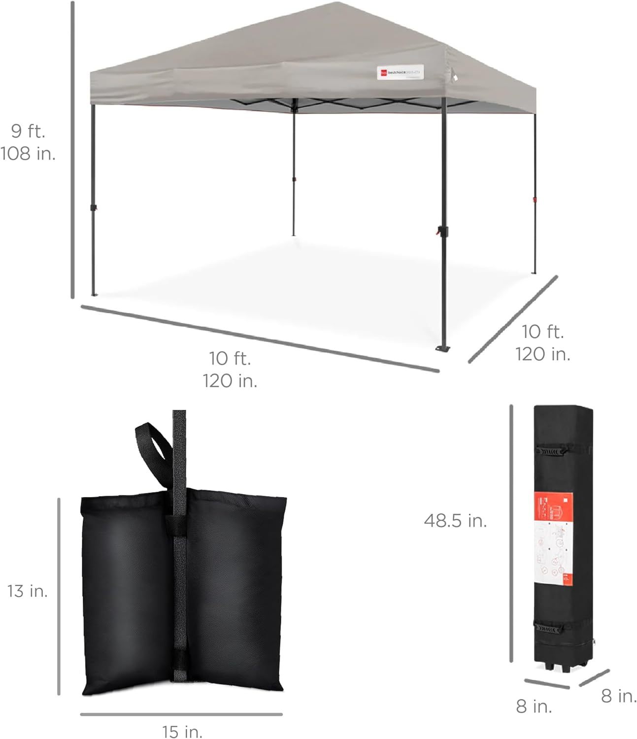 Best Choice Products - Toldo de armado fácil de 1 persona con un botón, tienda portátil e instantánea, funda, 3 x 3 metros, 4 bolsas de peso, color azul