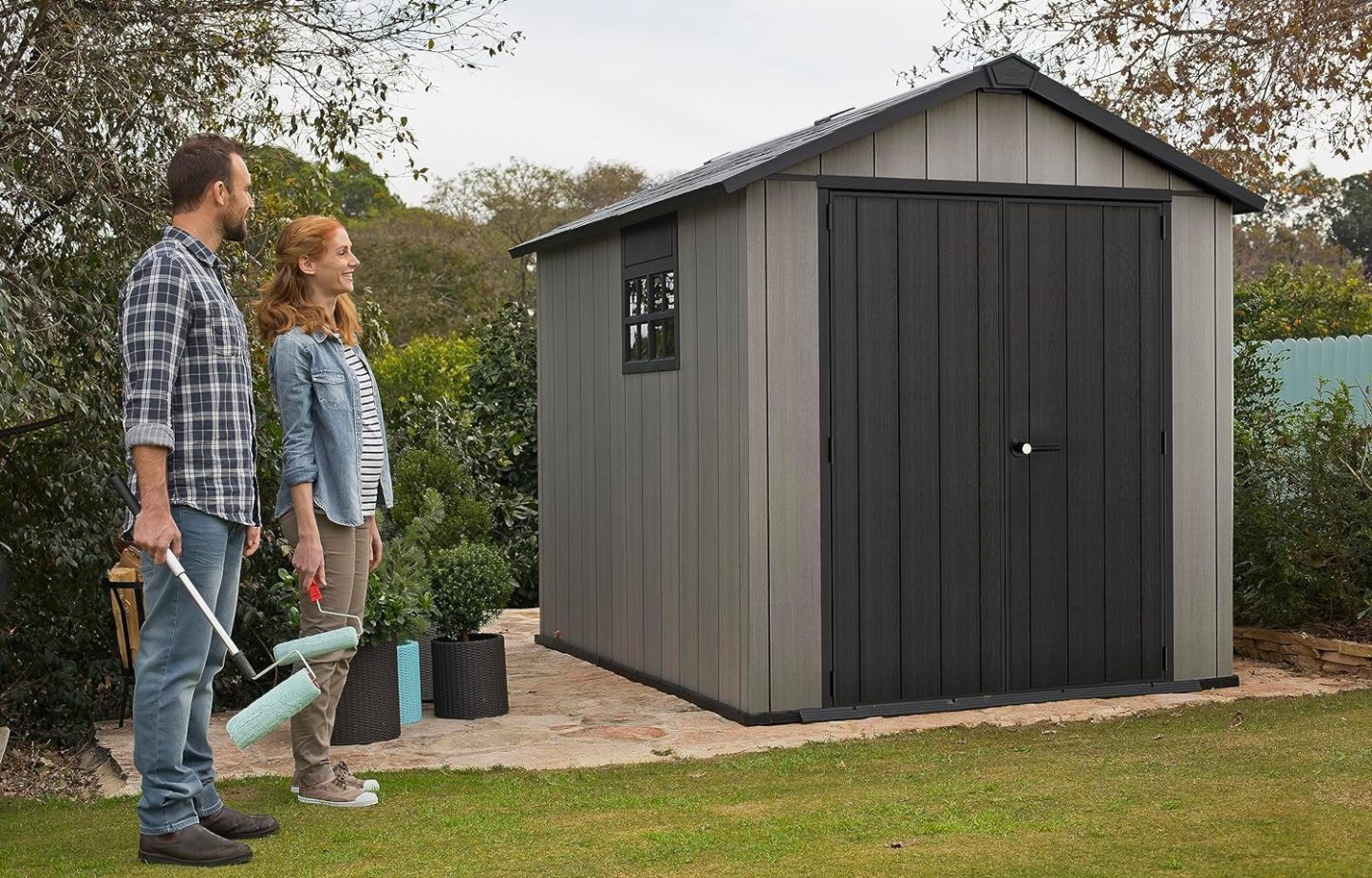 Keter Cobertizo de Almacenamiento, Oakland 759, Ideal para Jardin y Exteriores, Polipropileno, Gris