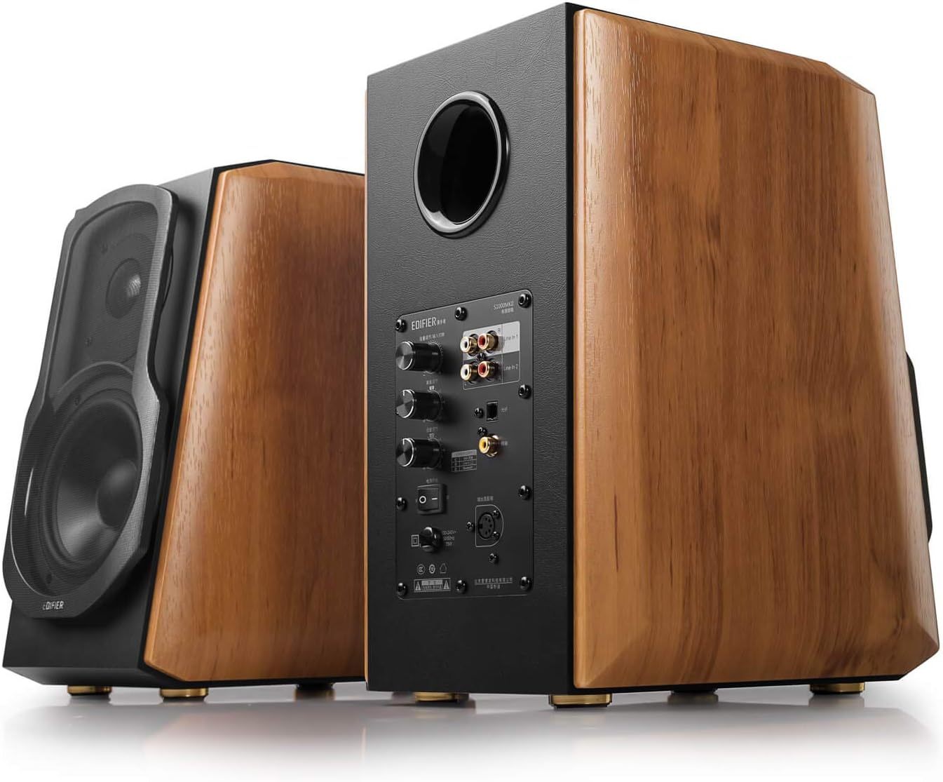 Edifier S1000MKII Active 2.0 Altavoz de estantería para audiófilos Altavoz Bluetooth 5.0 de 120 vatios con entrada óptica aptX HD Altavoz con monitores de campo cercano y amplificador clase D -----Cable de alimentación