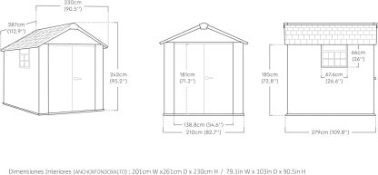 Keter Cobertizo de Almacenamiento, Oakland 759, Ideal para Jardin y Exteriores, Polipropileno, Gris