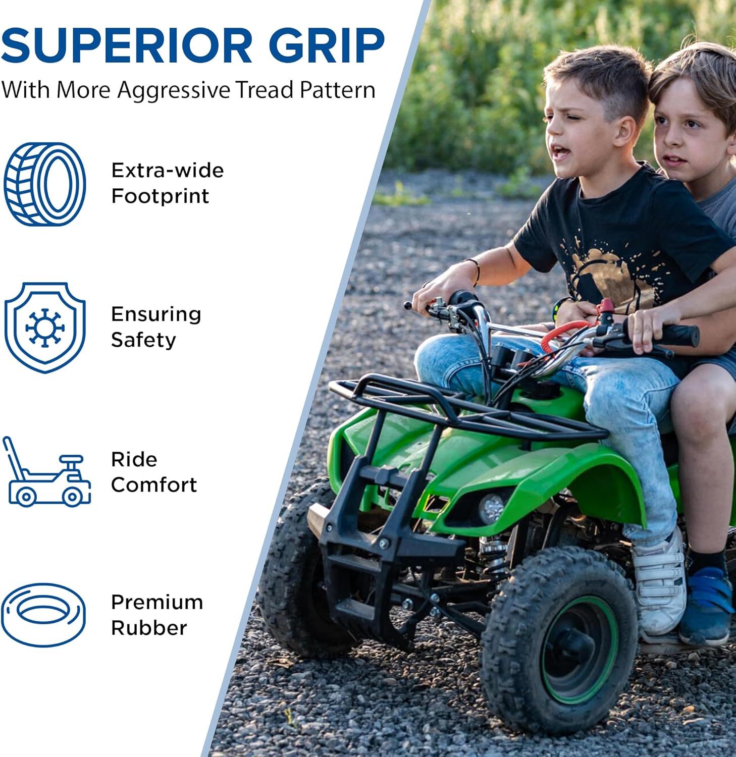 AlveyTech - Neumático de 13 x 5.00-6 con banda de rodadura Knobby Q129 para ATV, Go-Kart y Dune Buggy (juego de 4) - Neumáticos sin cámara de repuesto para quad, 4 ruedas y mini bicicletas como