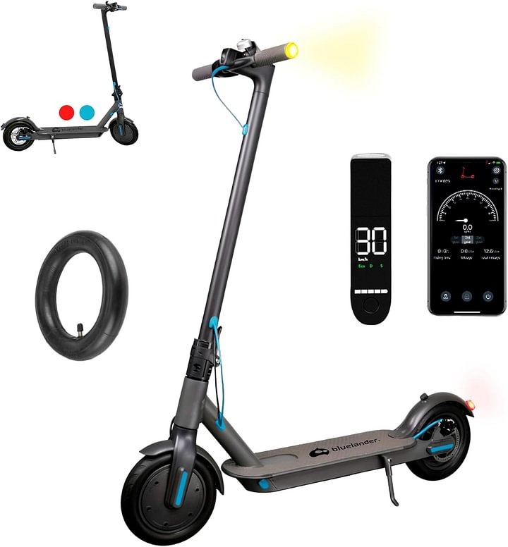 Bluelander Scooter E9 Pro Eléctrico Plegable para Adultos, Motor 720W, Autonomía 22-26 km, Velocidad Máxima 30 km/h, Scooter, Motor Sin Escobillas, Luz LED y Freno de Disco
