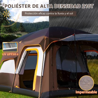 JeeLeeko Casa de CampaÃ±a PortÃ¡til,Tienda de CampaÃ±a para 5-8 Personas,Tienda Familiar de FÃ¡cil InstalaciÃ³n,Tienda para Acampar Impermeable con Alfombra de Piso y Toldo de Puerta,Adecuado para Al Aire