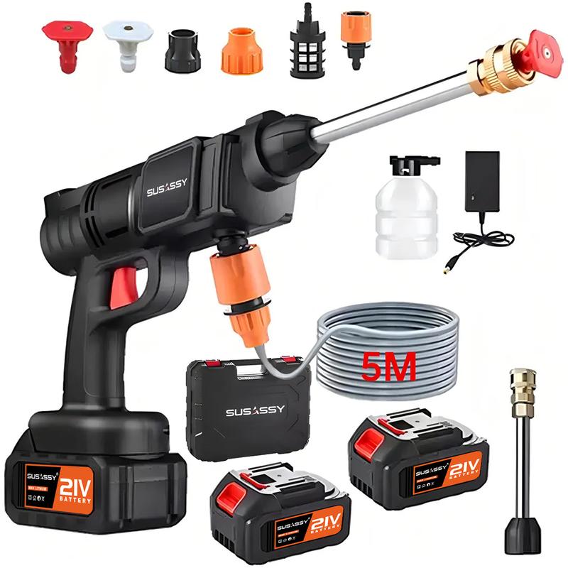 Hidrolavadora eléctrica portátil y inalámbrica negro de 550W con 680psi de presión máxima Pistola Para Hidrolavadora Electrica Portatil Inalambrica Incluye 2 Baterías, Manguera De 5m
