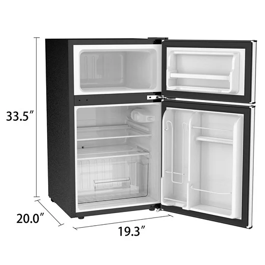 R.W.FLAME Puerta doble 3.2 Cu. Pie. Frigorífico compacto Mini frigorífico con congelador