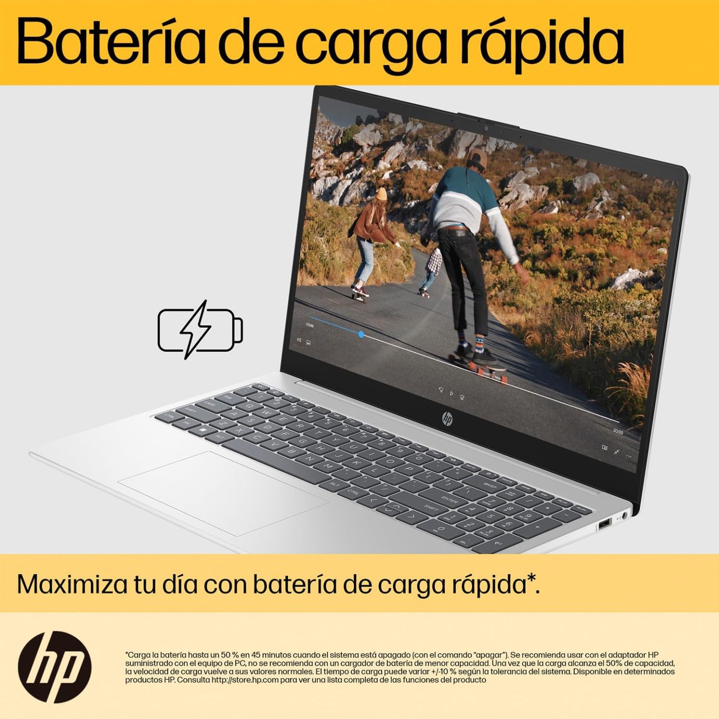 HP Laptop 15-fc0080la, AMD Ryzen 7, 16 GB, 512 GB SSD, 15.6, HD, Windows 11 Home, Teclado en Español, Garantía México, Plateado | Microsoft 365 Personal 12 Meses + Curso Multilenguajes