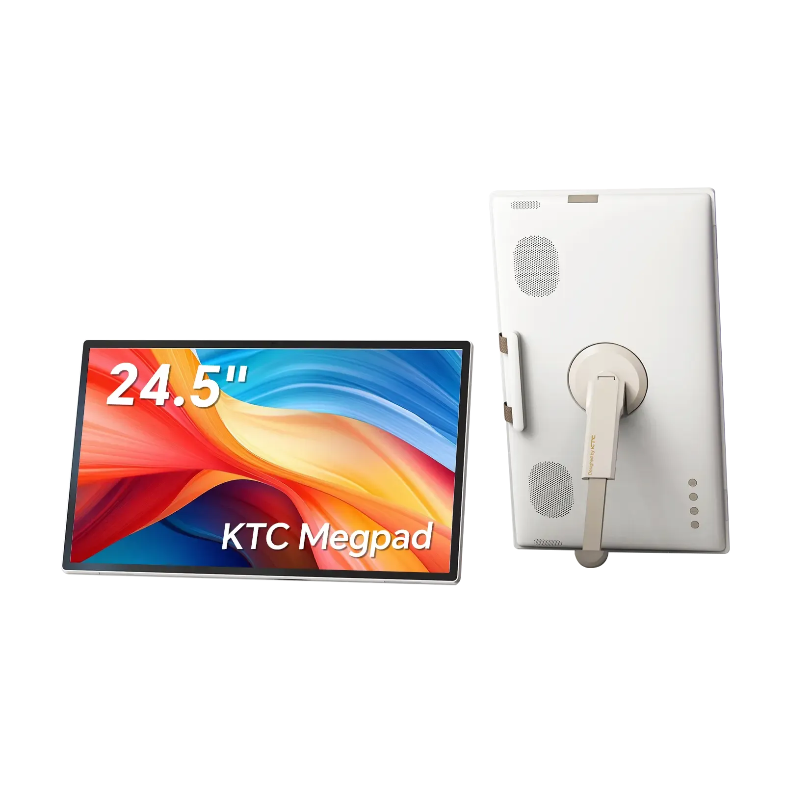 KTC MegPad A25Q5 — Monitor HD táctil de 25'' (Smart TV portátil), Dispositivo tecnológico, CPU Qualcomm de 8 núcleos, 8 GB + 128 GB, Sistema operativo Android 14, Certificación EDLA, Cámara de 8 MP, Altavoces 2x8W + 2x4W, Control remoto, Batería integrada
