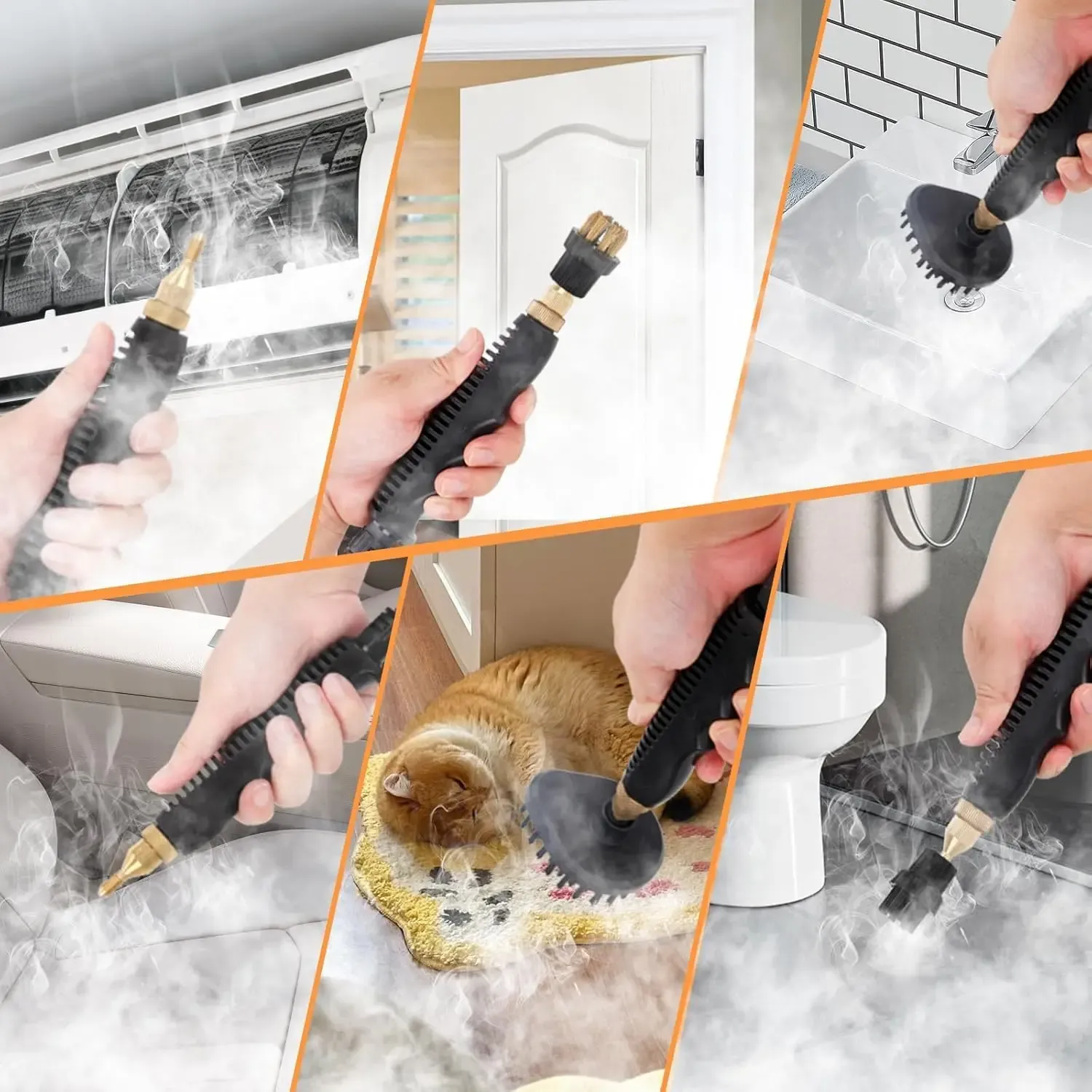 Limpiador de Vapor de Alta Presión, Máquina de Limpieza de Vapor de 2500W Portátil de Alta Temperatura para Baño, Humedad Ajustable para Uso Doméstico, Cocina, Grasa, Detalles de Coche