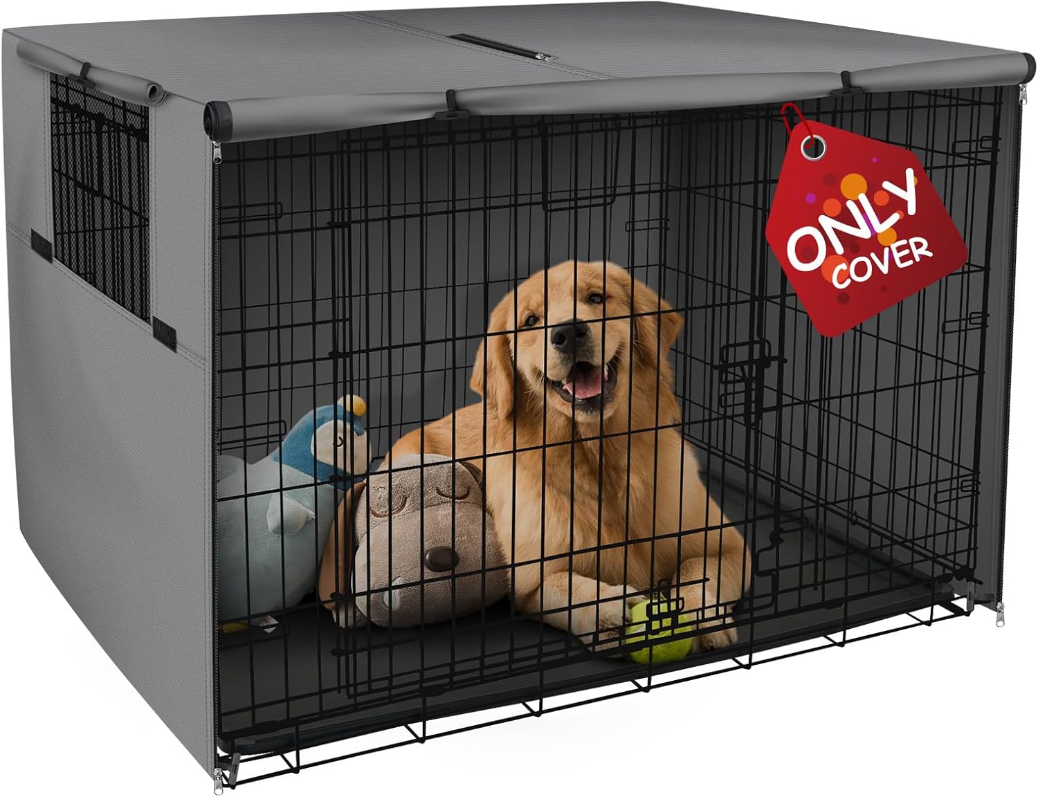 Explore Land Funda para jaula de perro de 42 pulgadas, funda de poliéster duradera para perrera de mascotas, ajuste universal para jaula de perro de alambre 1 (negro)