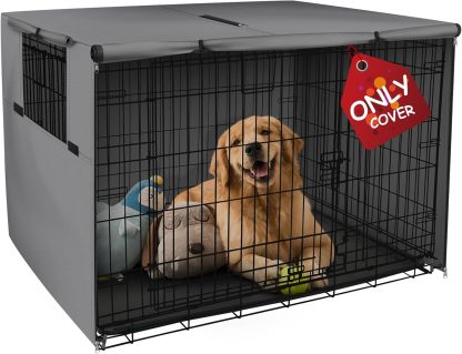 Explore Land Funda para jaula de perro de 42 pulgadas, funda de poliéster duradera para perrera de mascotas, ajuste universal para jaula de perro de alambre 1 (negro)