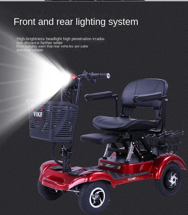 Scooters Eléctricos de 4 Ruedas,Silla de Ruedas Eléctrica Móvil para Adultos Mayores Scooters Eléctricos Plegables de 380W para Adultos Mayores,48v20ah Carga: 200kg(440lb) Autonomía hasta 25 Millas (Azul /Motor doble)