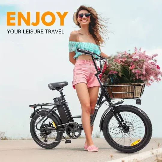 Bicicleta eléctrica para adultos con motor de 750 W, bicicleta eléctrica de carga de 20 MPH, 32 millas de largo alcance, scooter eléctrico de movilidad para adultos, 48 V, 10 Ah, alta capacidad