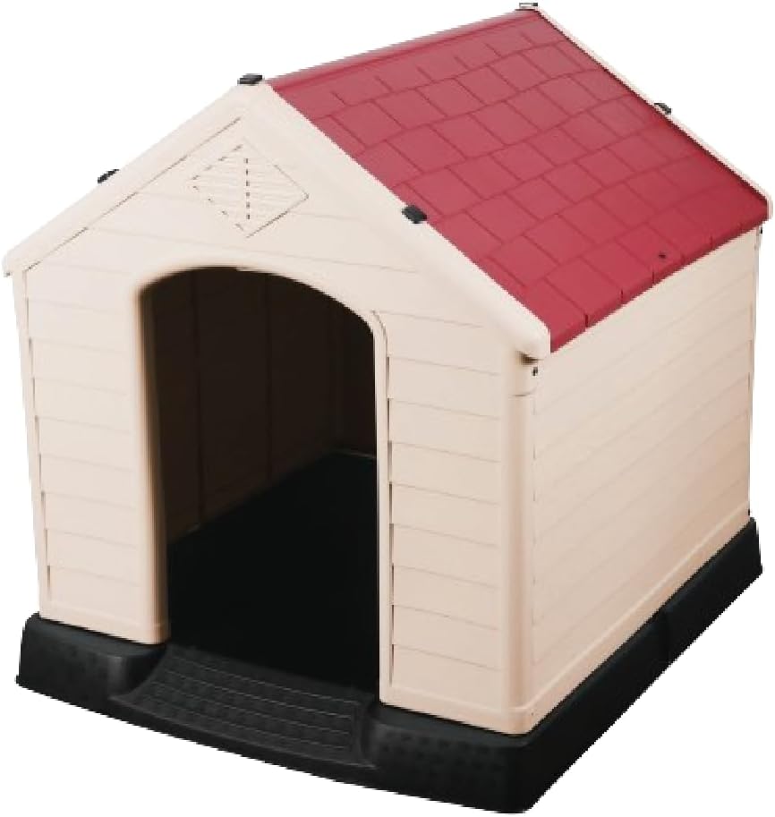 POLI PETS Casa de plástico para Perros, casa Duradera para Perros pequeños, medianos y Grandes, con Suelo Elevado y Rejillas de ventilación, ventila, fácil de Limpiar y Montar Dog Kennel
