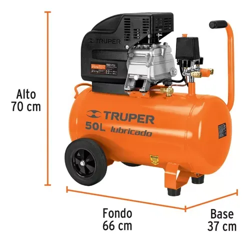 Paquete Compresor 50 Lt, Manguera Y Pistola Truper 16095