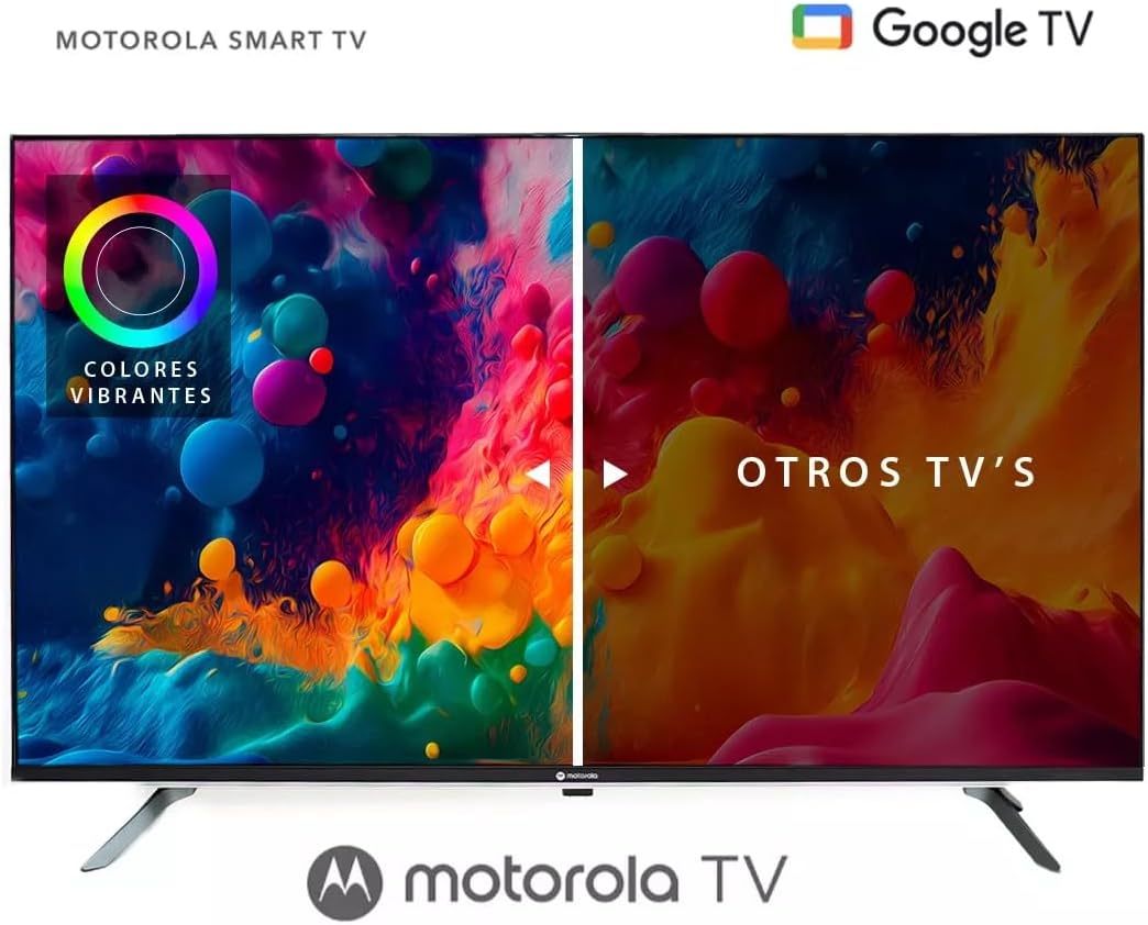 Motorola Google TV 32" HD LED Smart TV Android 720p Google Assistant Netflix Youtube Compatible MOT32HLE11 2024 Model Negro Bezel