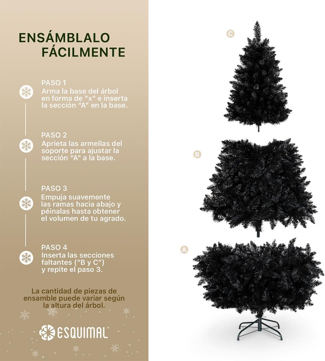 ESQUIMAL Árbol de Navidad Frondoso Pino Navideño Plegable, Cedro del Himalaya (Verde, 2.2 m)