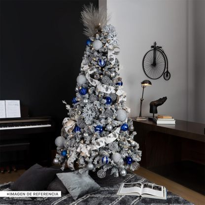 ESQUIMAL Árbol de Navidad Frondoso con Ramas Escarchadas, Pino Navideño (Rosa Nevado, 2.2 m)