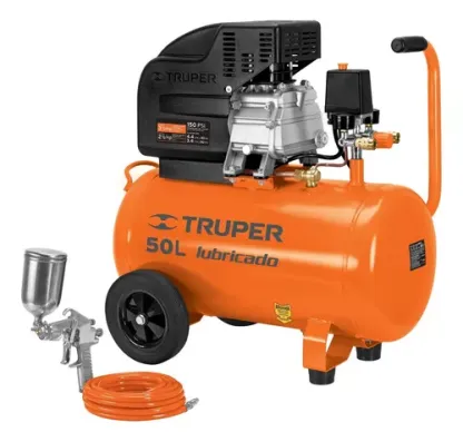 Paquete Compresor 50 Lt, Manguera Y Pistola Truper 16095