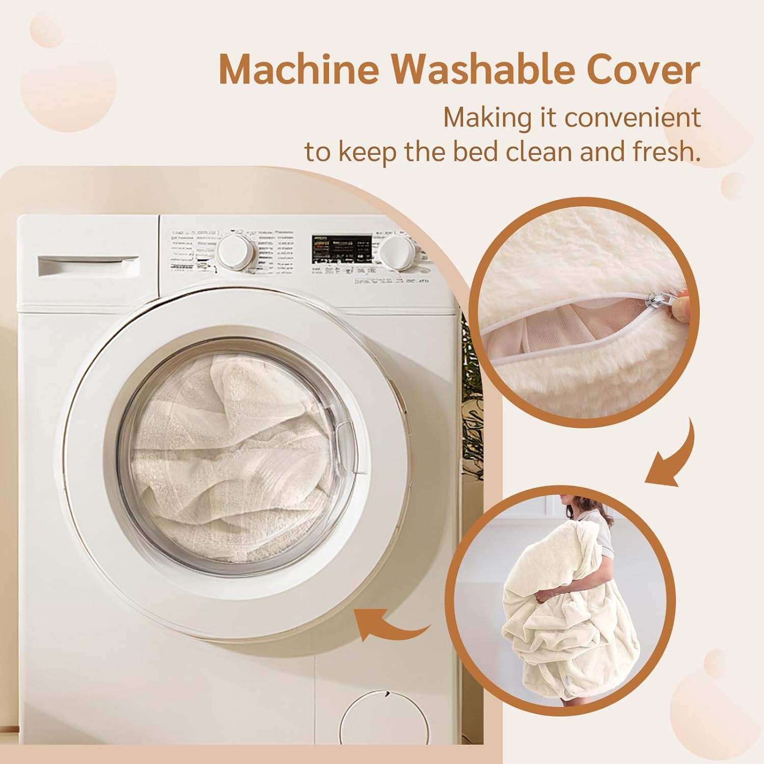 MAXYOYO - Puf plegable para sofá, cama, colchón de piso para adultos, extra grueso, 6 pliegues, sofá para recámara, sala de estar, beige, 135 x 240 cm