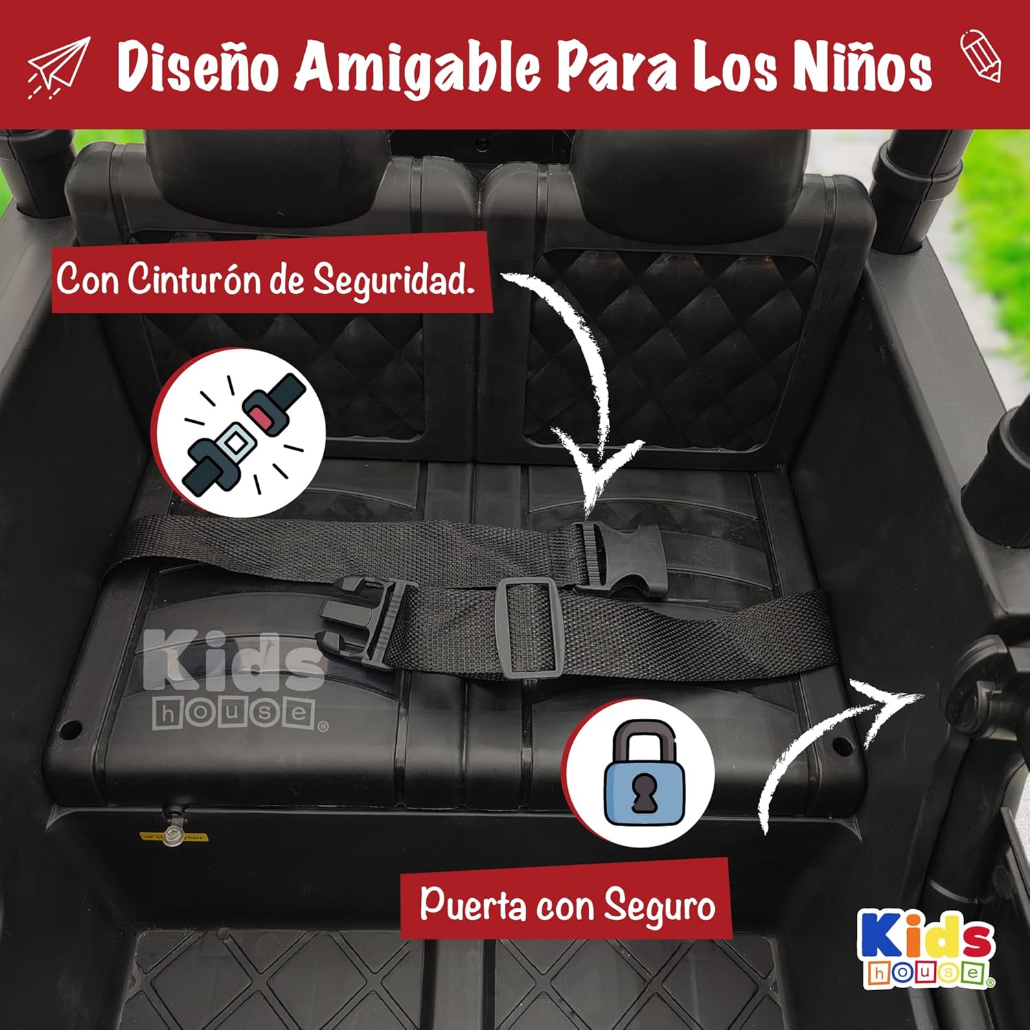 Kids House Carrito Montable Eléctrico Niños Turbo, Doble Puerta, Función Balanceo, Control Remoto Bluetooth, USB MP3, Música y Luces LED, Motor Dual 12V, Inicio Botón,Diseño Seguro (Blanco)