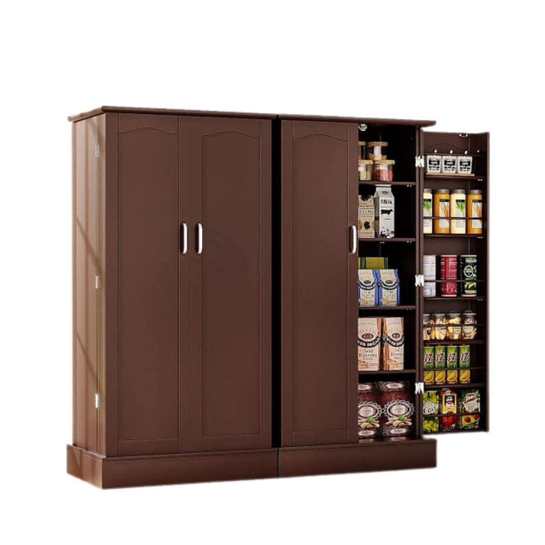 kepptory - clóset de despensa de 47 pulgadas, clóset de almacenamiento de despensa de cocina con puertas y estantes ajustables, aparador no empotrado café para sala de estar y comedor, resistente y