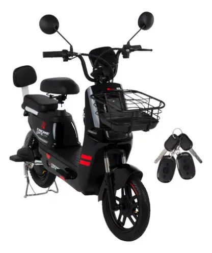 Bicicleta Xtreme Life SKYMTRBIKE Con Canastilla Moto Electrica 50 Km 350w 0-33km/h Color Negro