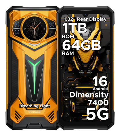 Doogee S200 Ultra Celular Resistente 5G, Android 15, 48GB RAM+1TB ROM, Batería 11000mAh, Pantalla Trasera AMOLED, Cámara 100MP, NFC, WiFi, OTG, GPS, Doble SIM