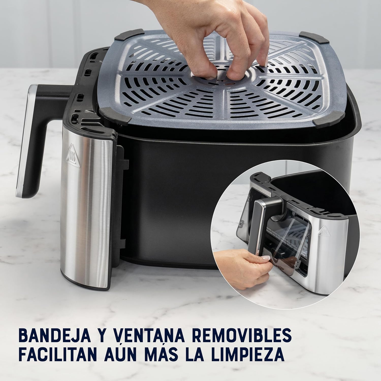 Oster® Freidora de Aire Digital XL 7.5L con Ventana y Luz Interna, Recubrimiento DiamondForce, 10 Programas Automáticos, Modelo CKSTAF75WDSSDF