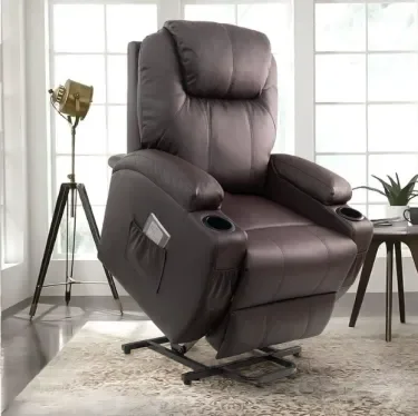 Silla reclinable de piel sintética con función de masaje y calefacción-taza