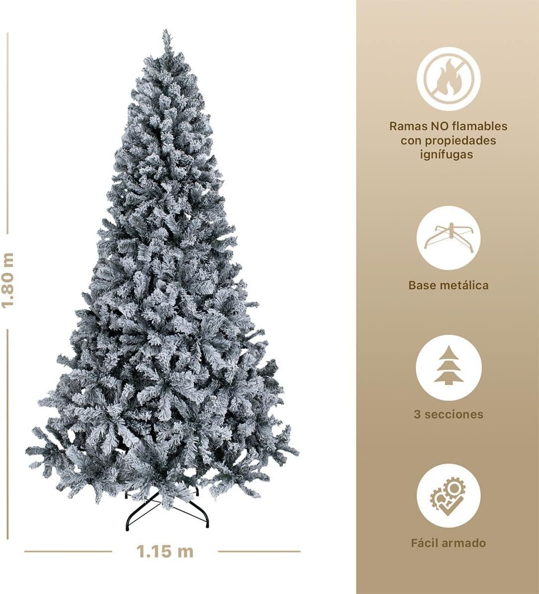 ESQUIMAL Árbol de Navidad Frondoso con Ramas Escarchadas, Pino Navideño (Rosa Nevado, 2.2 m)